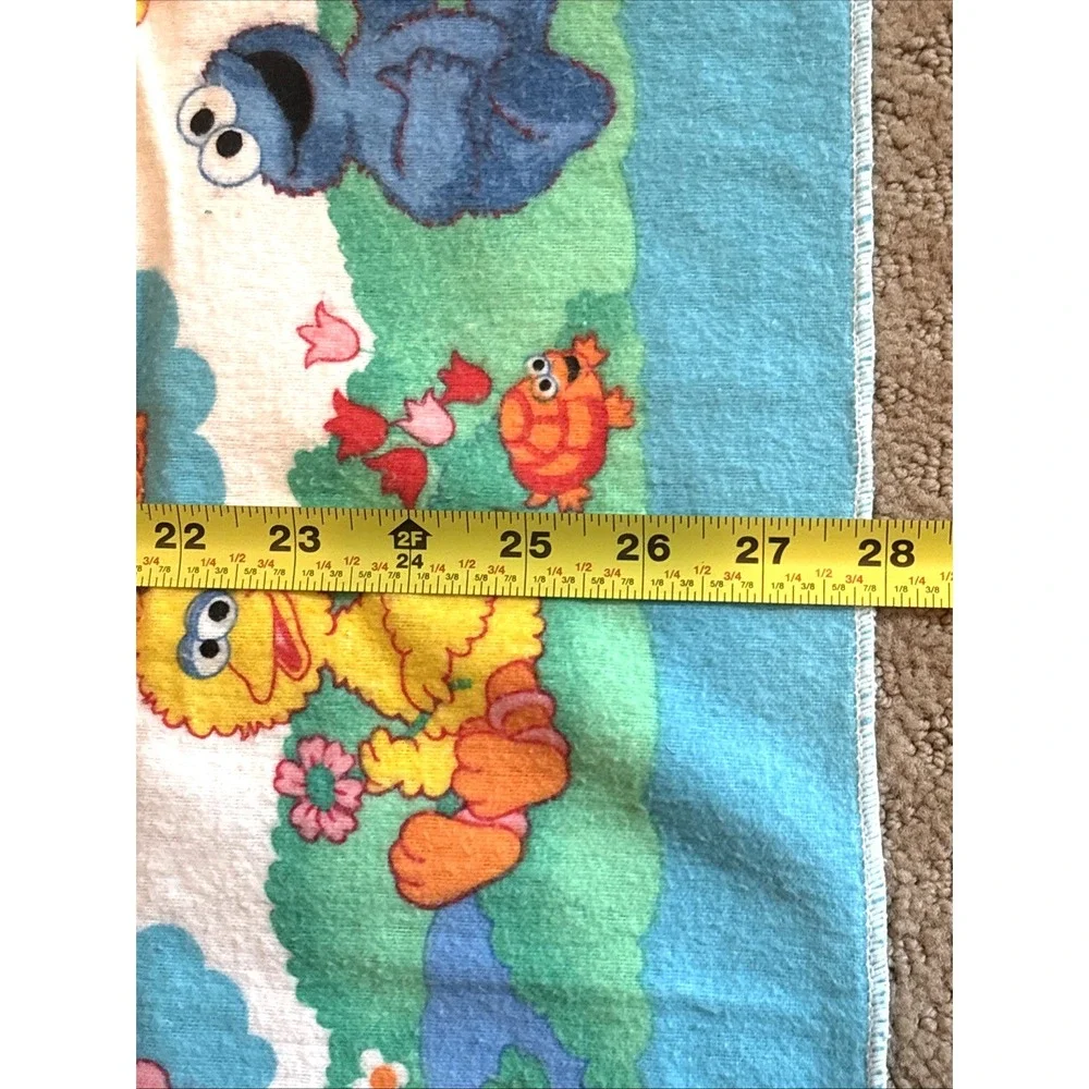 Vintage Sesame Street Receiving Blanket Elmo Big Bird 34x28 Riegel Cotton 90s